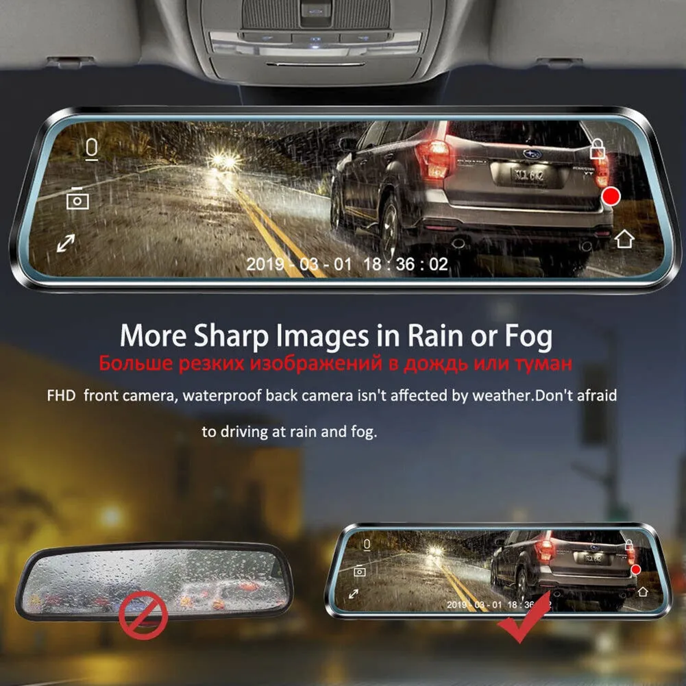 1080P High-Definition Car Dvr Front Rear Dual Dash Cam 10-Inch