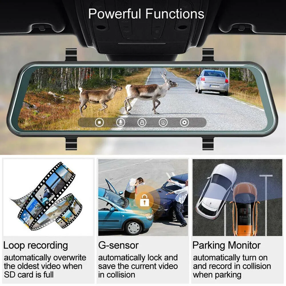 1080P High-Definition Car Dvr Front Rear Dual Dash Cam 10-Inch