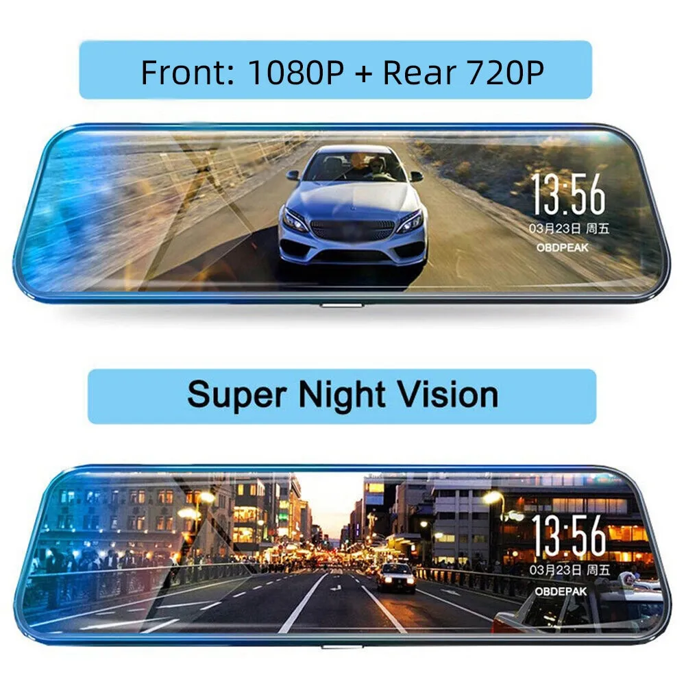 1080P High-Definition Car Dvr Front Rear Dual Dash Cam 10-Inch