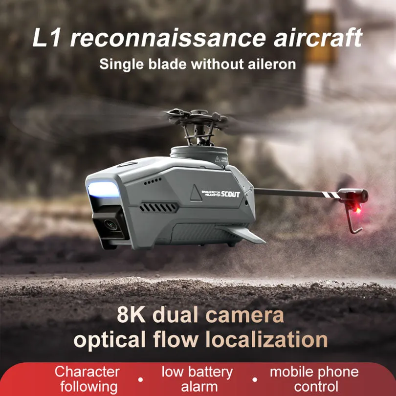 4DRC L1 RC Helicopter Four-Way Single-Blade Non-Flybar Helicopter Mini Black Bee Aerial Photography Drone