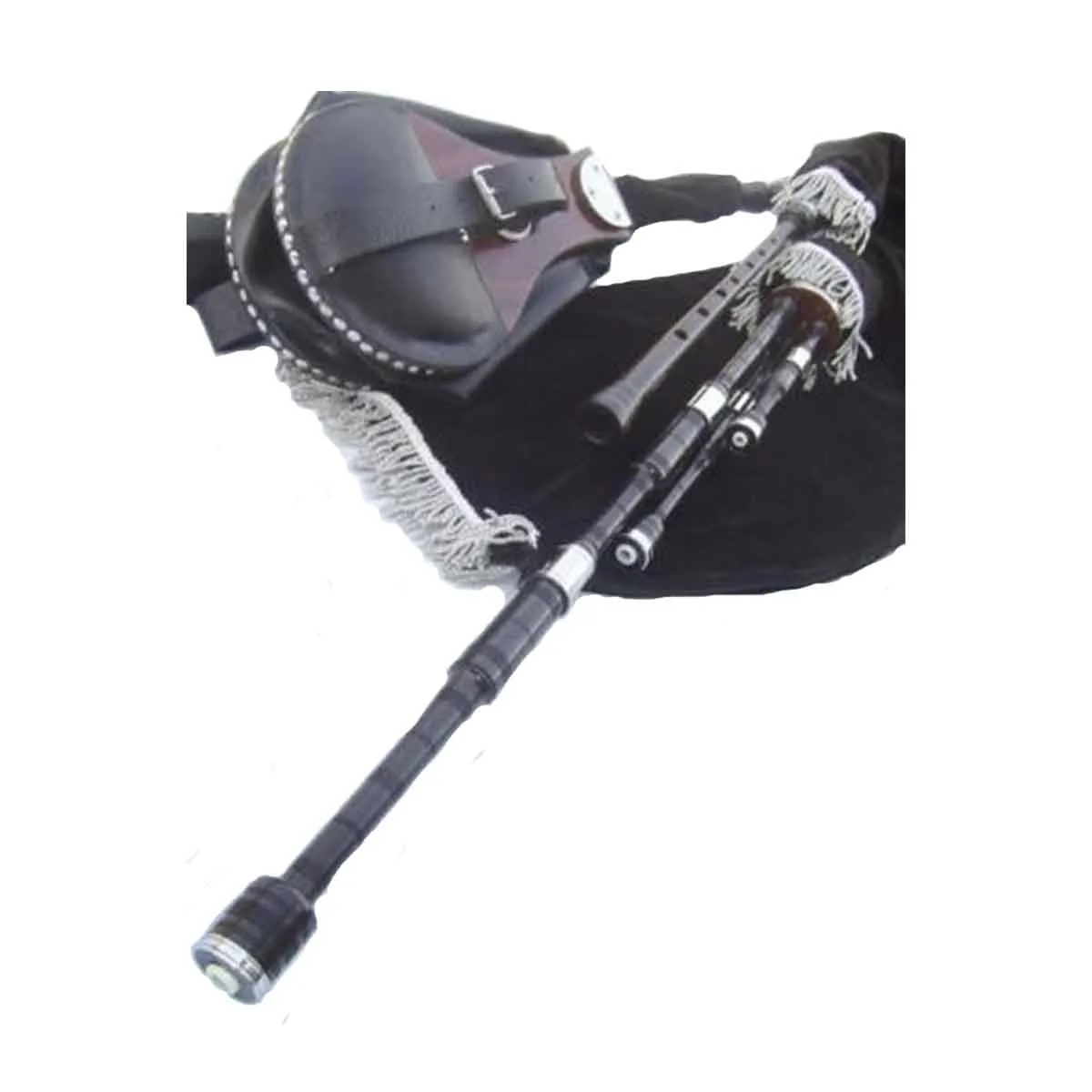 African Black Wood Lowland Border Pipes With Bellows Set