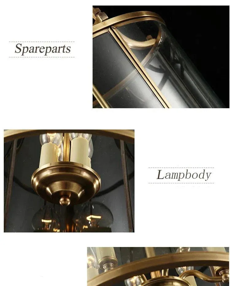 American All Copper Chandelier Glass Birdcage Copper Lamp