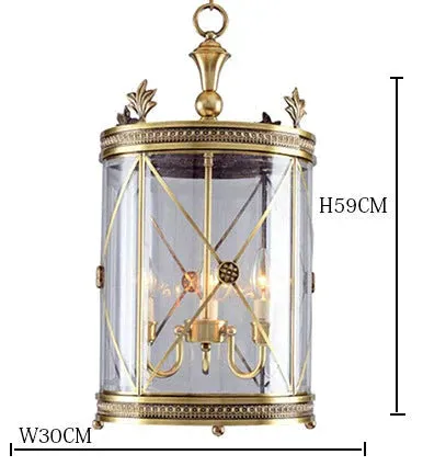 American All Copper Chandelier Glass Birdcage Copper Lamp