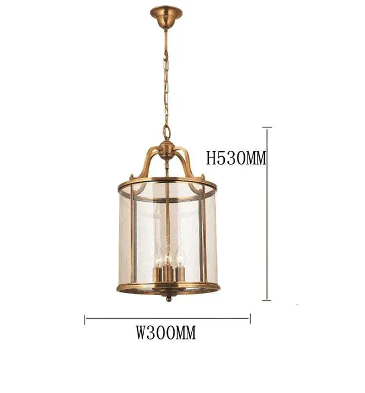 American All Copper Chandelier Glass Birdcage Copper Lamp