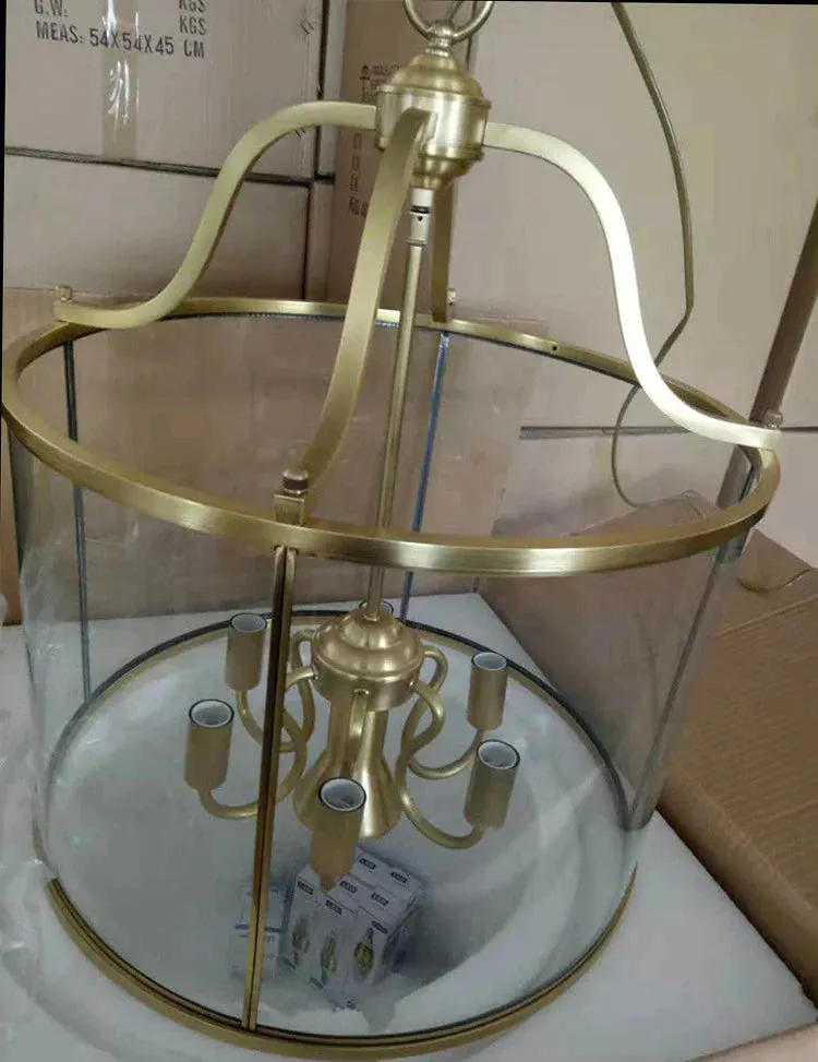 American All Copper Chandelier Glass Birdcage Copper Lamp