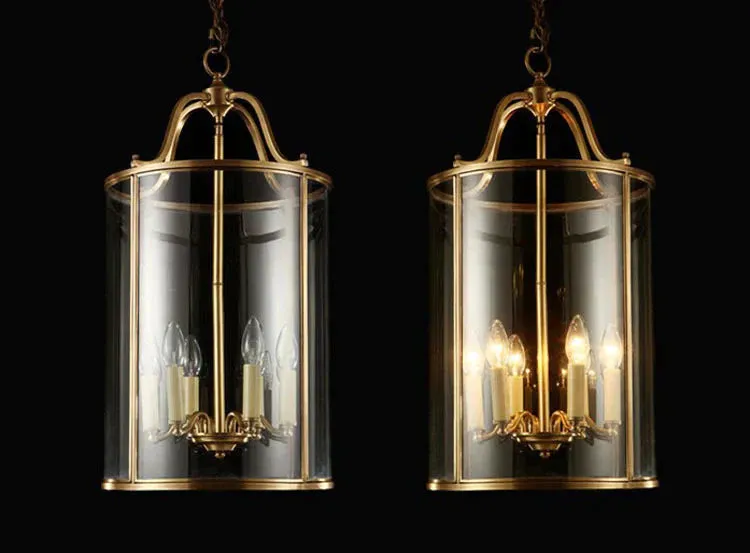 American All Copper Chandelier Glass Birdcage Copper Lamp