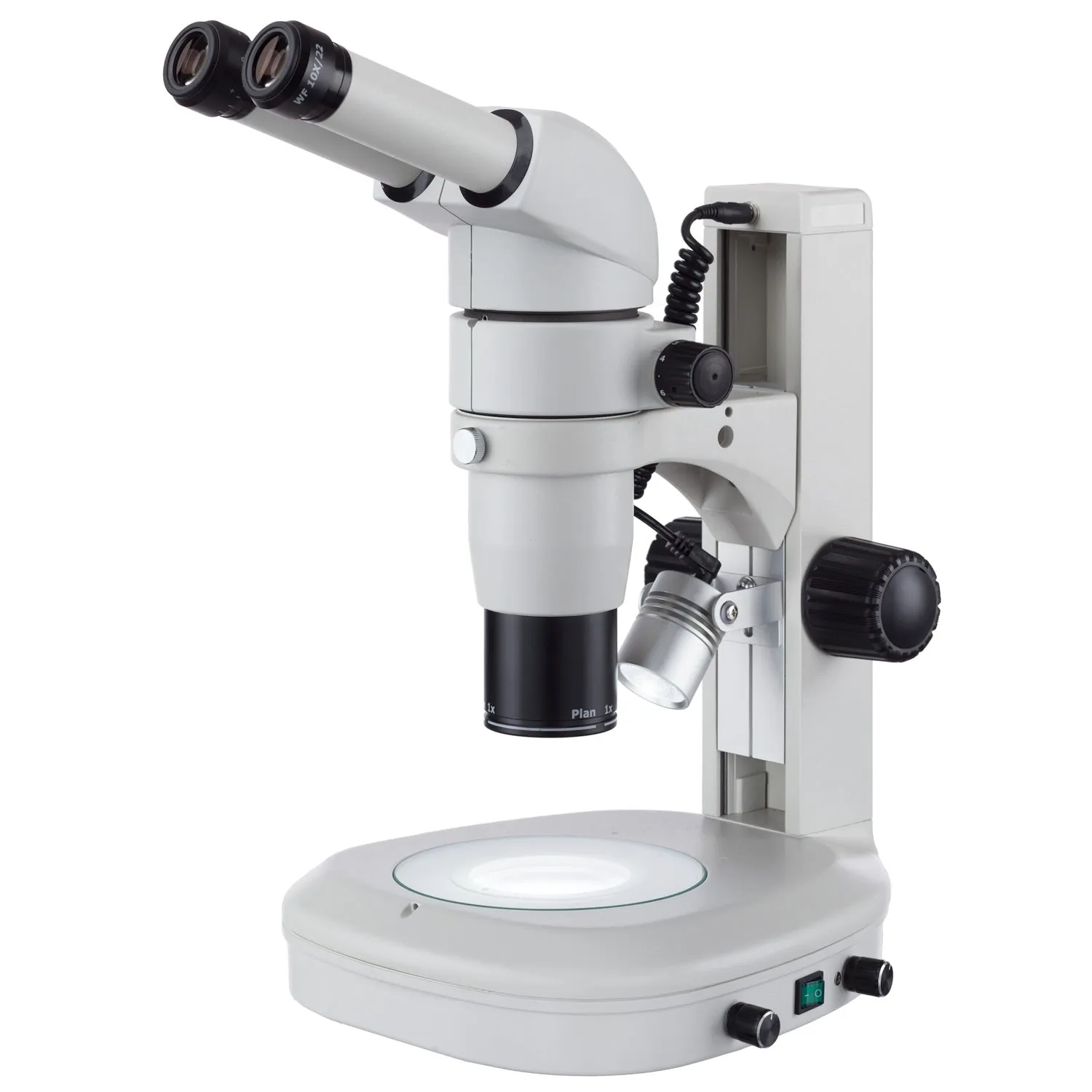 AmScope PM230 Series Zoom Binocular Stereo Microscope 8X-80X Magnification on Track Stand with Common Main Objective(CMO) and Dual Illumination