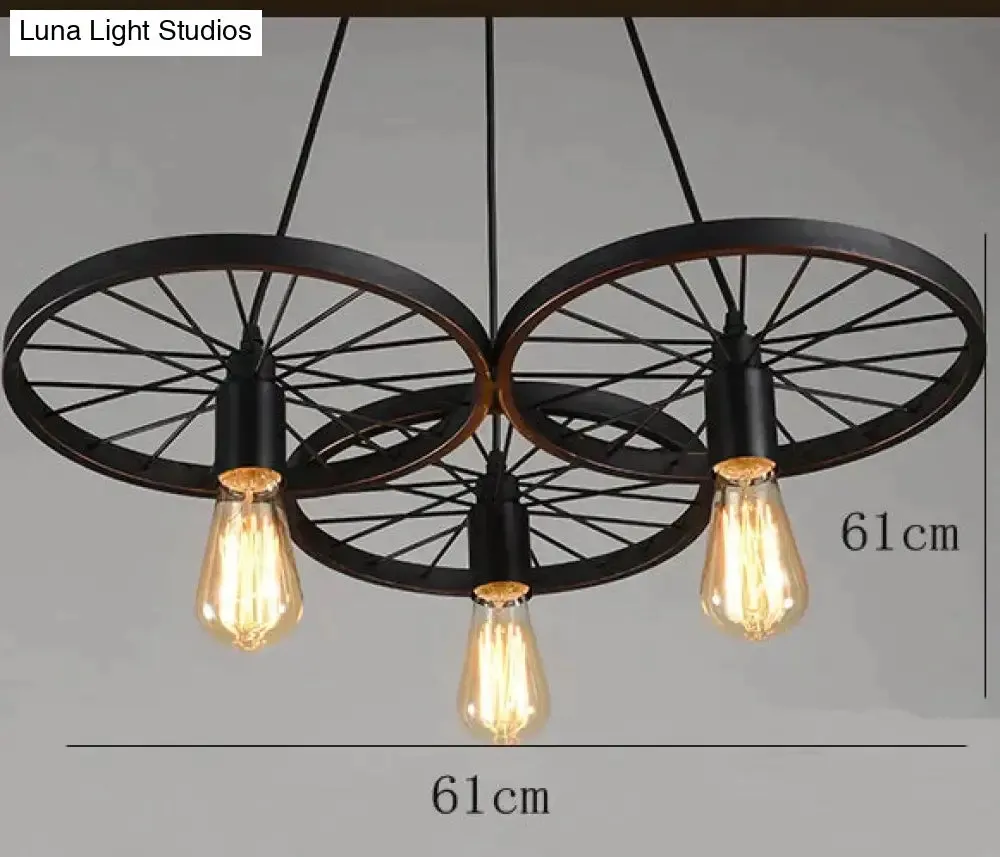 Antique Wheel Chandelier Creative Personality Retro Restaurant Bar Wrought Iron Chandelier