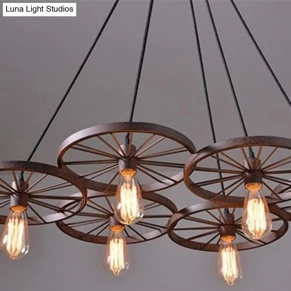 Antique Wheel Chandelier Creative Personality Retro Restaurant Bar Wrought Iron Chandelier