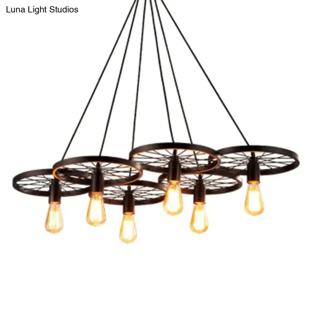 Antique Wheel Chandelier Creative Personality Retro Restaurant Bar Wrought Iron Chandelier