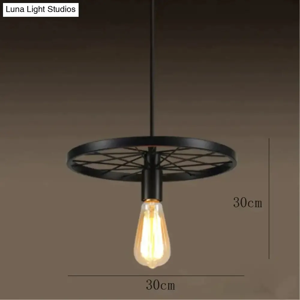 Antique Wheel Chandelier Creative Personality Retro Restaurant Bar Wrought Iron Chandelier