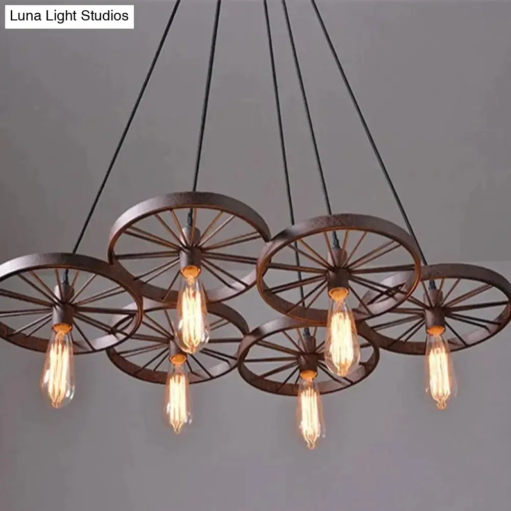 Antique Wheel Chandelier Creative Personality Retro Restaurant Bar Wrought Iron Chandelier