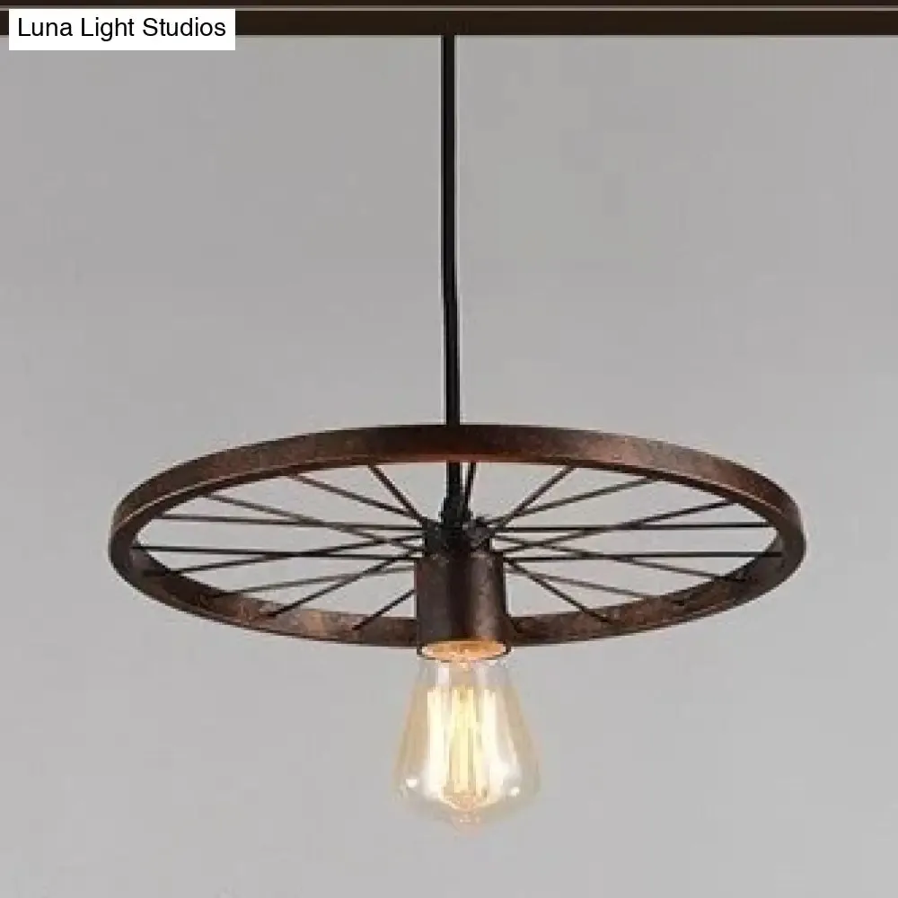 Antique Wheel Chandelier Creative Personality Retro Restaurant Bar Wrought Iron Chandelier