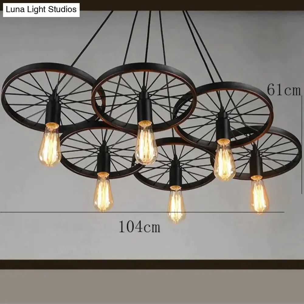 Antique Wheel Chandelier Creative Personality Retro Restaurant Bar Wrought Iron Chandelier