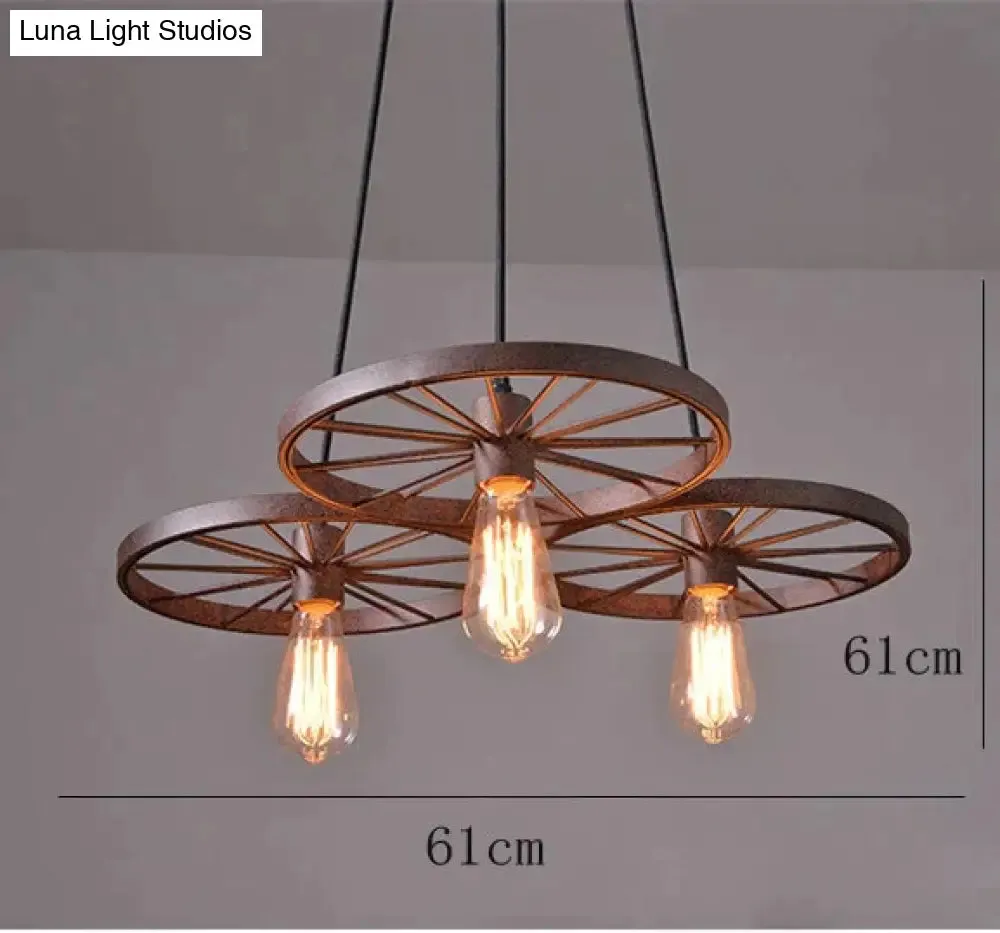 Antique Wheel Chandelier Creative Personality Retro Restaurant Bar Wrought Iron Chandelier