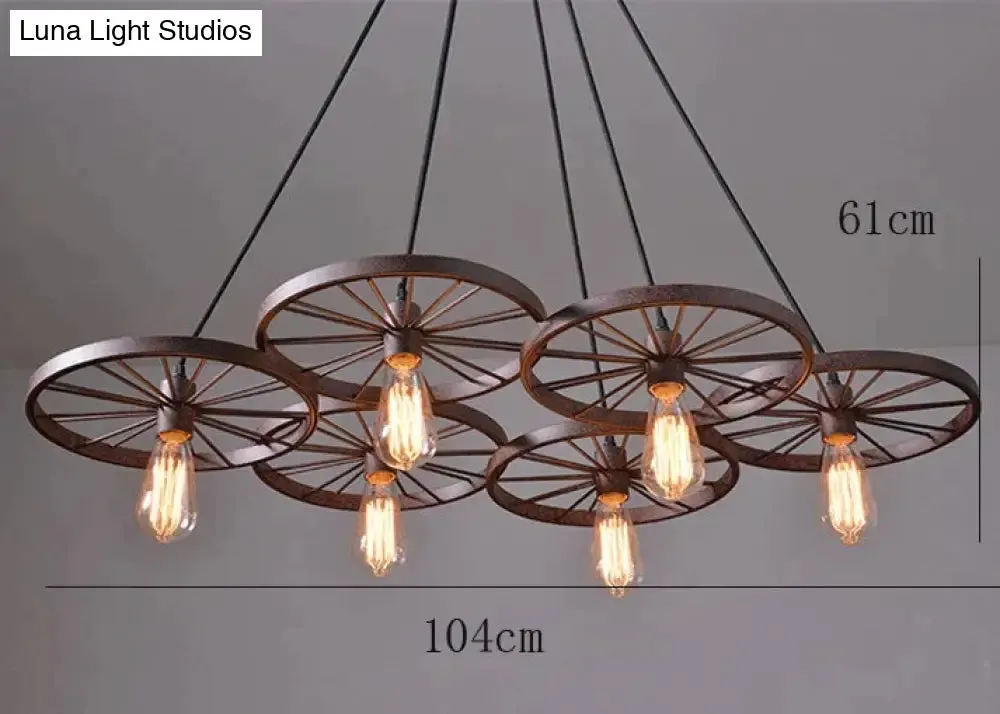 Antique Wheel Chandelier Creative Personality Retro Restaurant Bar Wrought Iron Chandelier