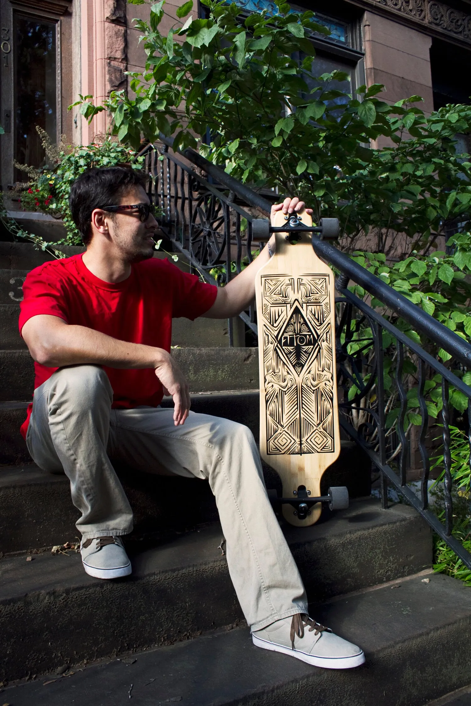 Atom Drop-Through Longboard - 40 Inch - Bamboo Tiki