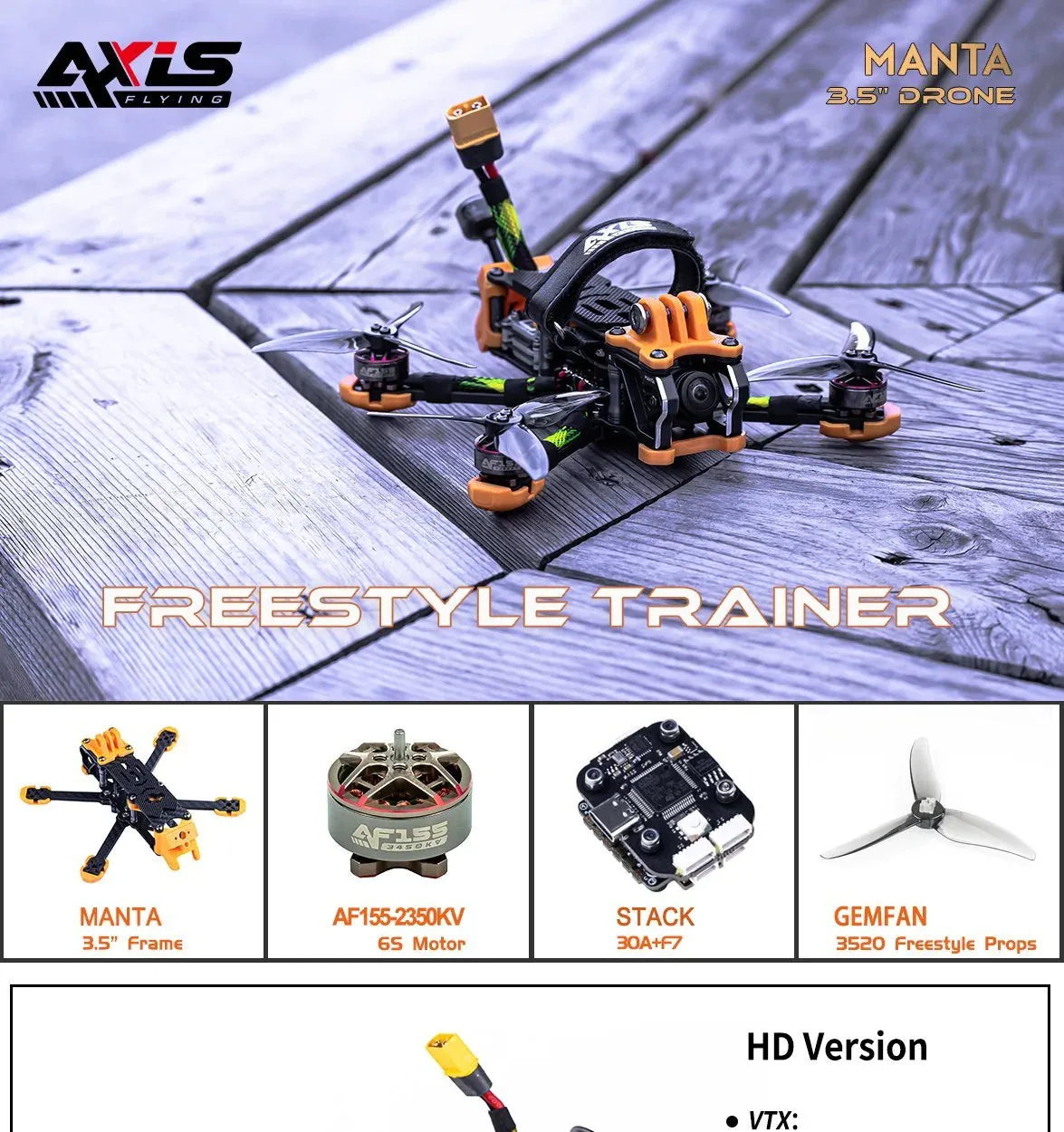 Axisflying Manta 3.5" FPV BNF HD Drone
