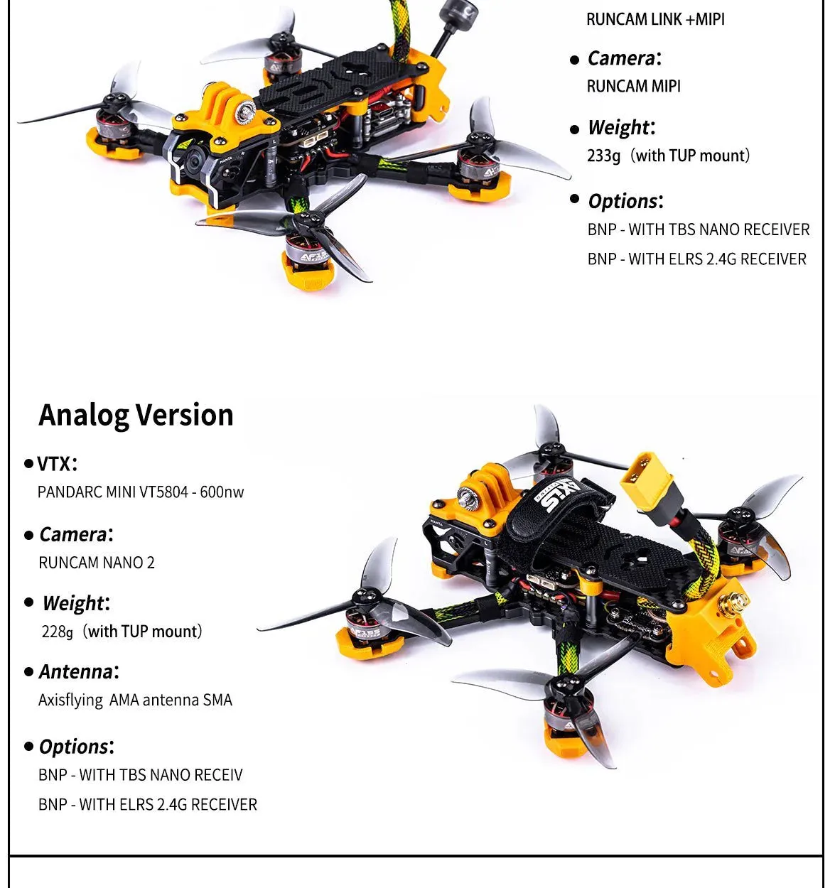 Axisflying Manta 3.5" FPV BNF HD Drone