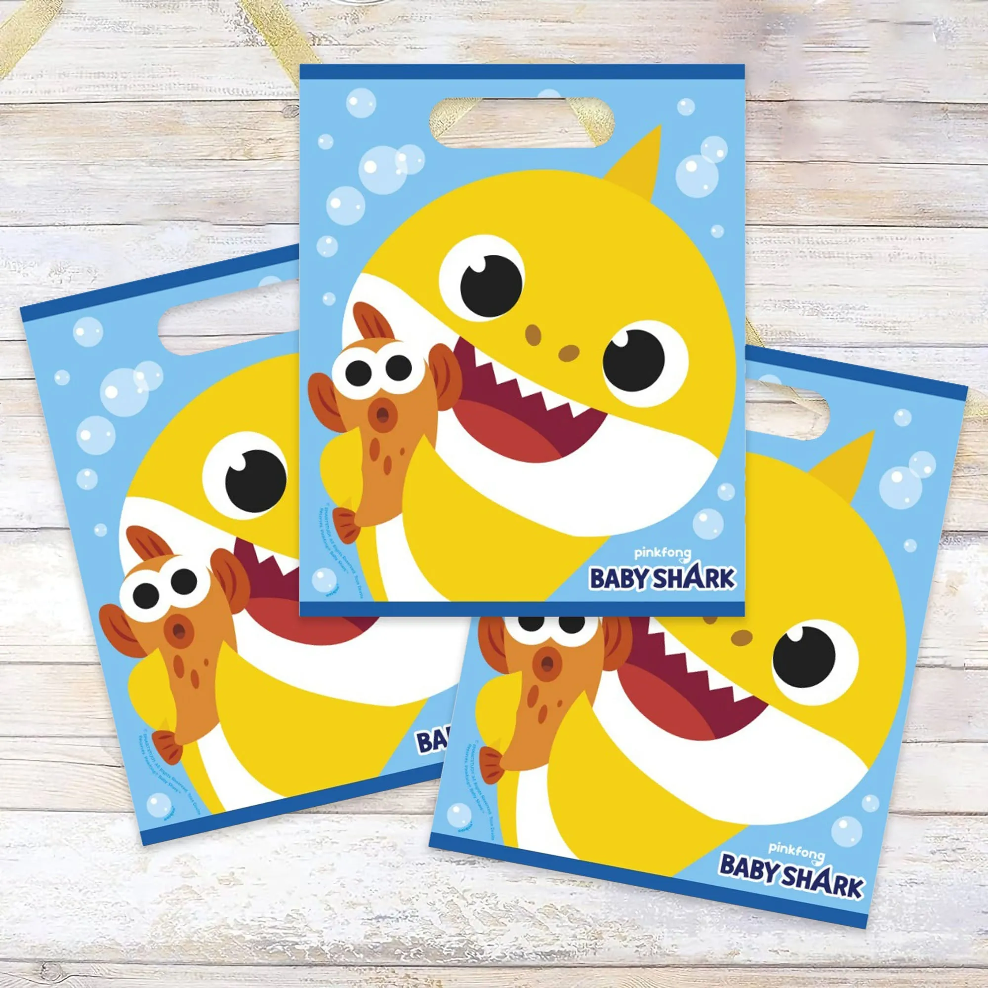 Baby Shark Birthday Party Plastic Loot Bags & Party Favor Bags, 11 Inch Size, 16 Count