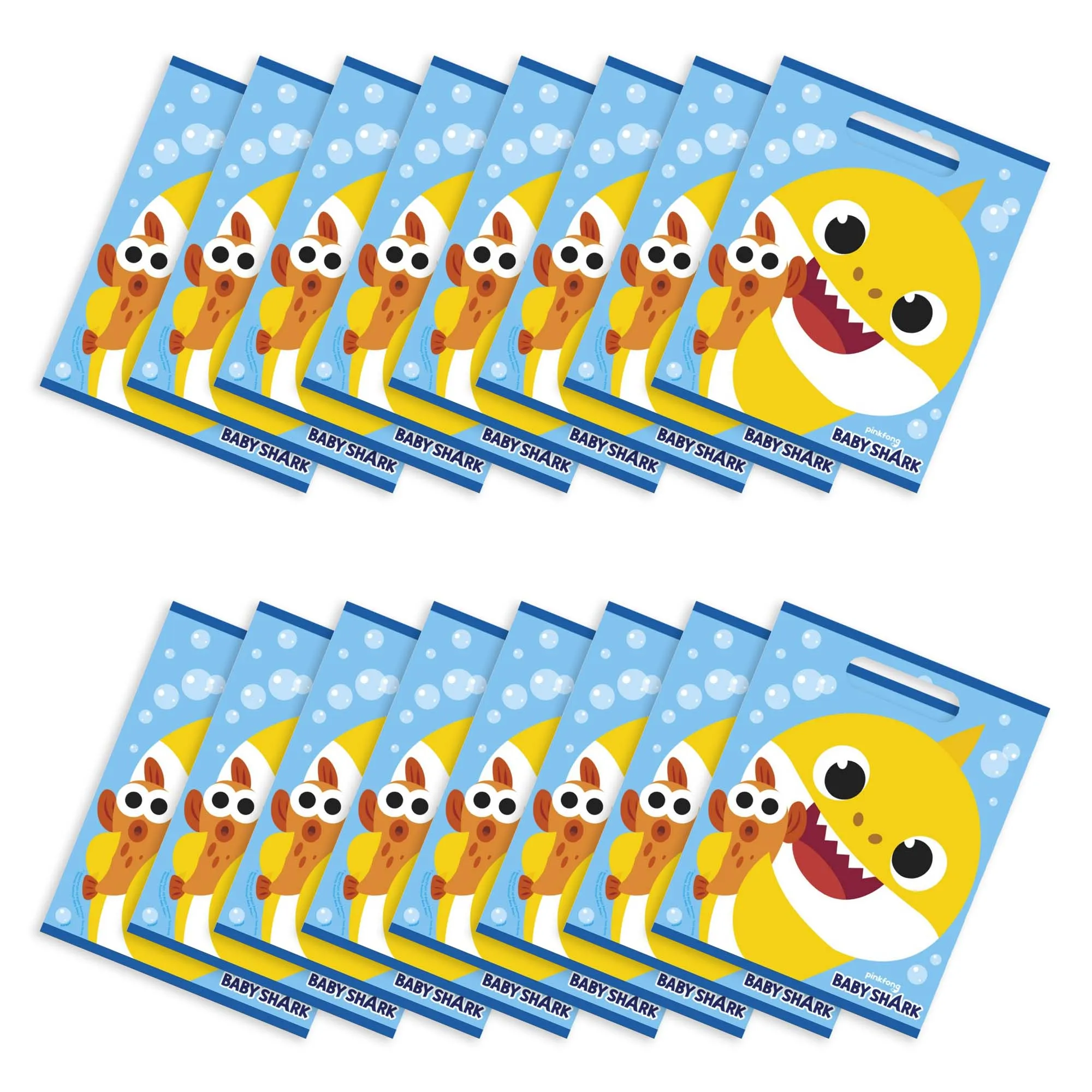 Baby Shark Birthday Party Plastic Loot Bags & Party Favor Bags, 11 Inch Size, 16 Count