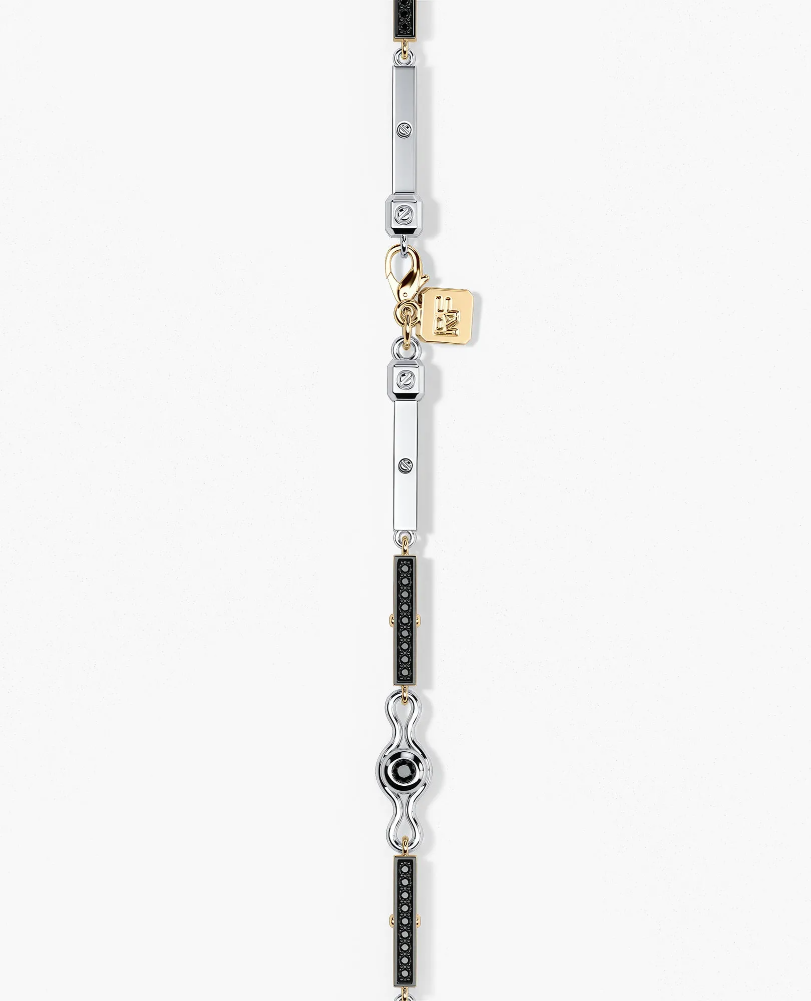 BAR CHAIN Two-Tone Bracelet with Black Diamonds