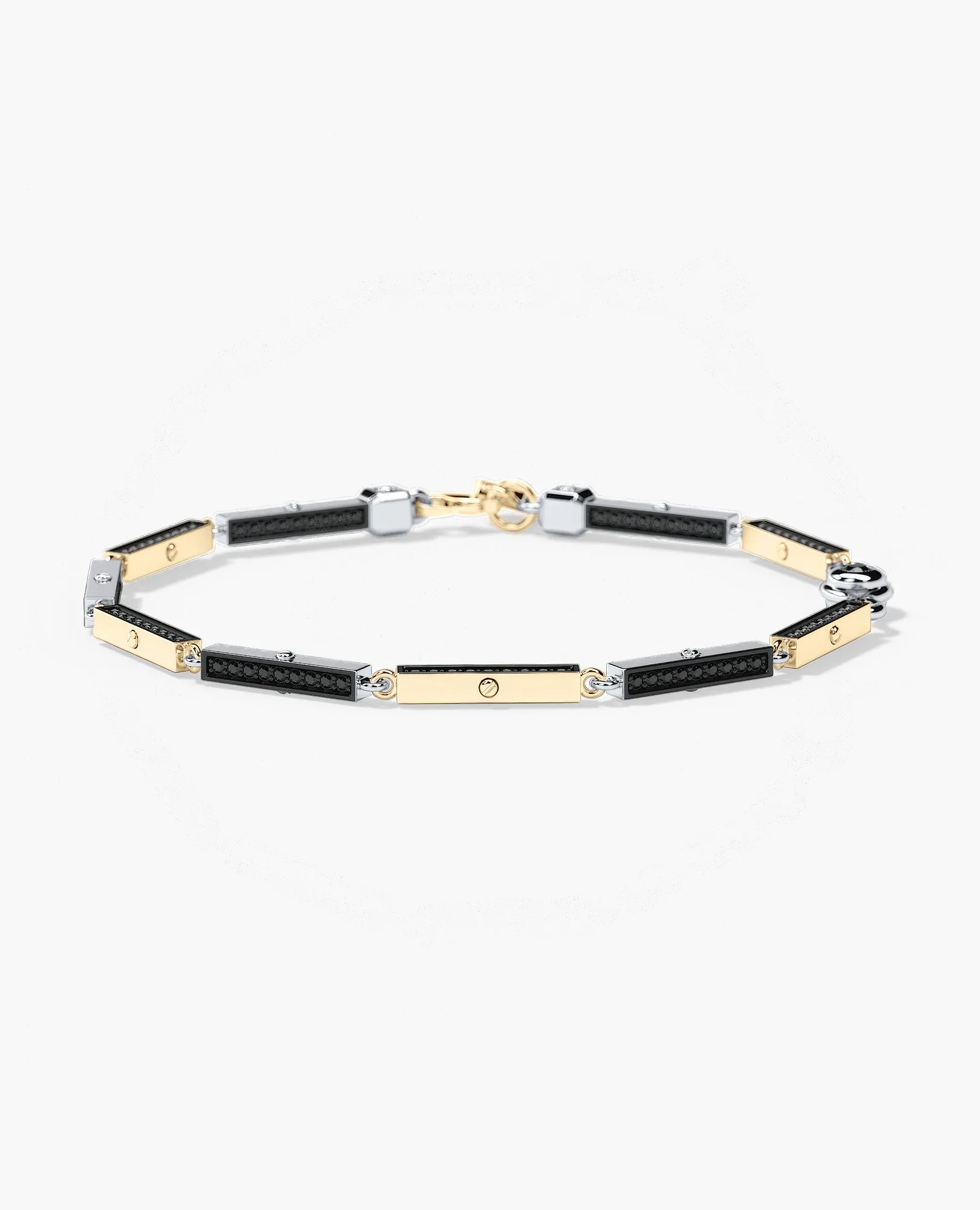 BAR CHAIN Two-Tone Bracelet with Black Diamonds