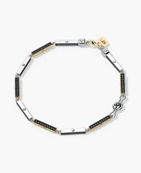 BAR CHAIN Two-Tone Bracelet with Black Diamonds