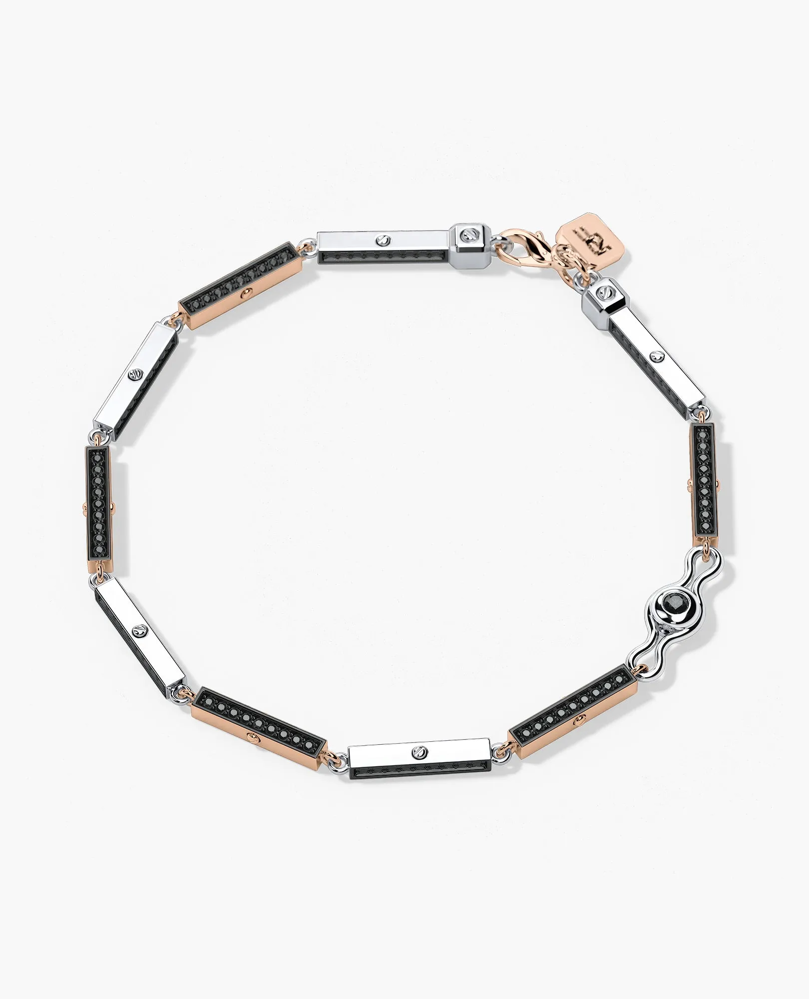 BAR CHAIN Two-Tone Bracelet with Black Diamonds
