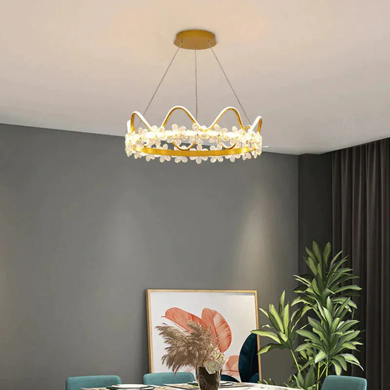 Bedroom Lamp Nordic Modern Simple Light Luxury Creative Personality Crown Crystal Chandelier
