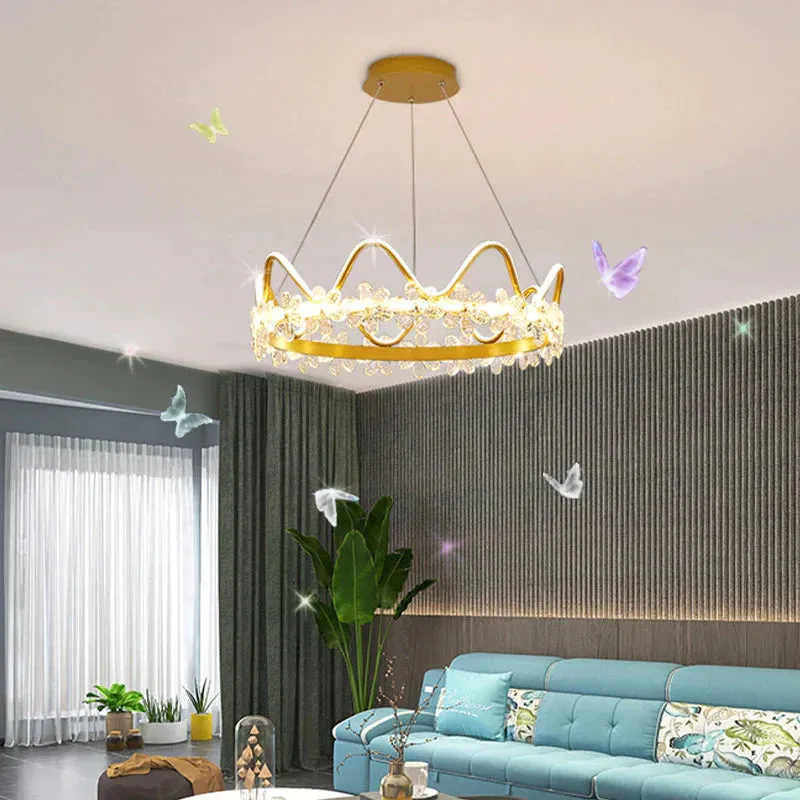 Bedroom Lamp Nordic Modern Simple Light Luxury Creative Personality Crown Crystal Chandelier