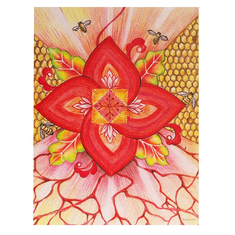 Bee 1st Chakra Card 4.2"w x 5.25"l