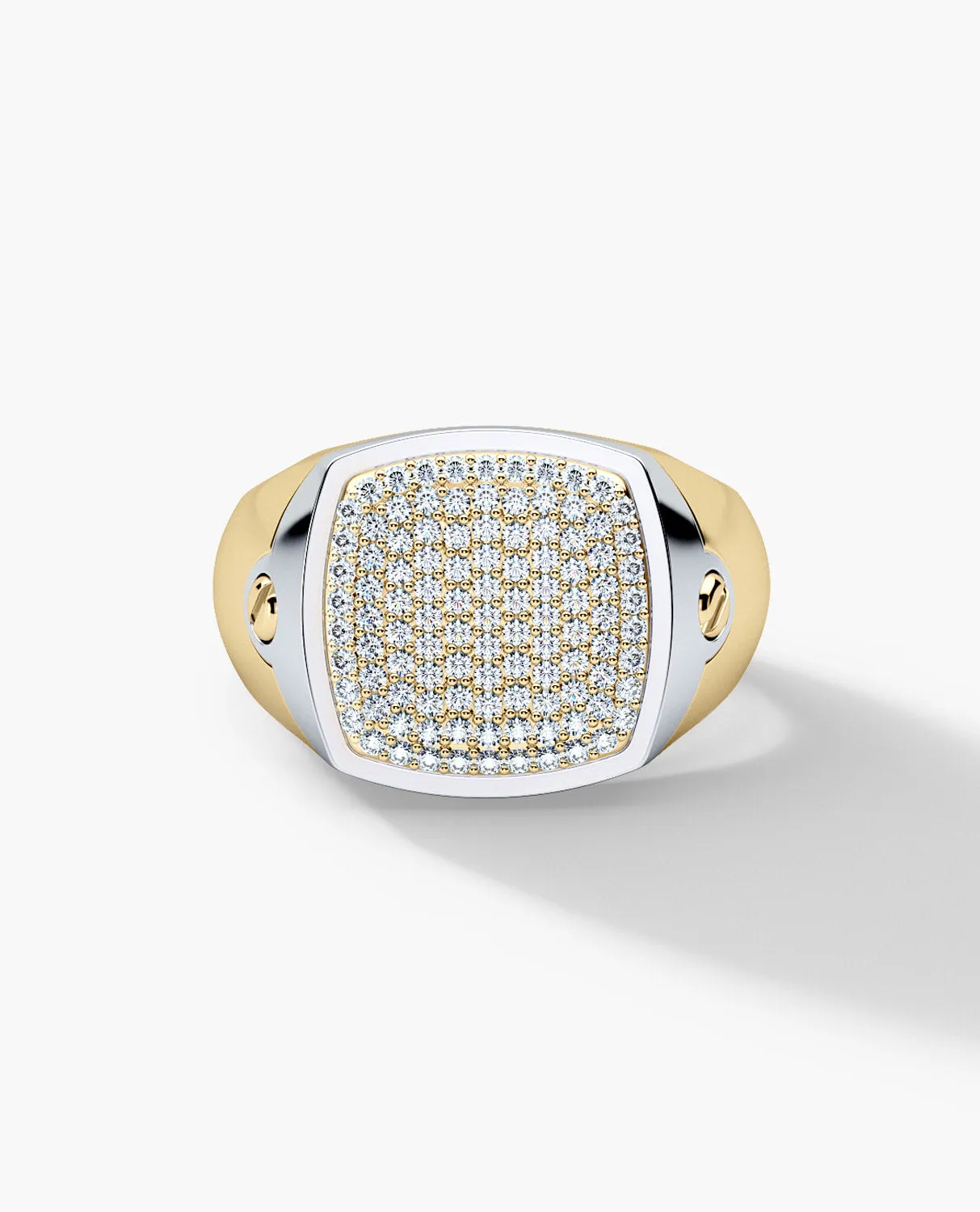 BETZ Two-Tone Gold Signet Ring with 0.70ct Pave Diamonds - Version 2