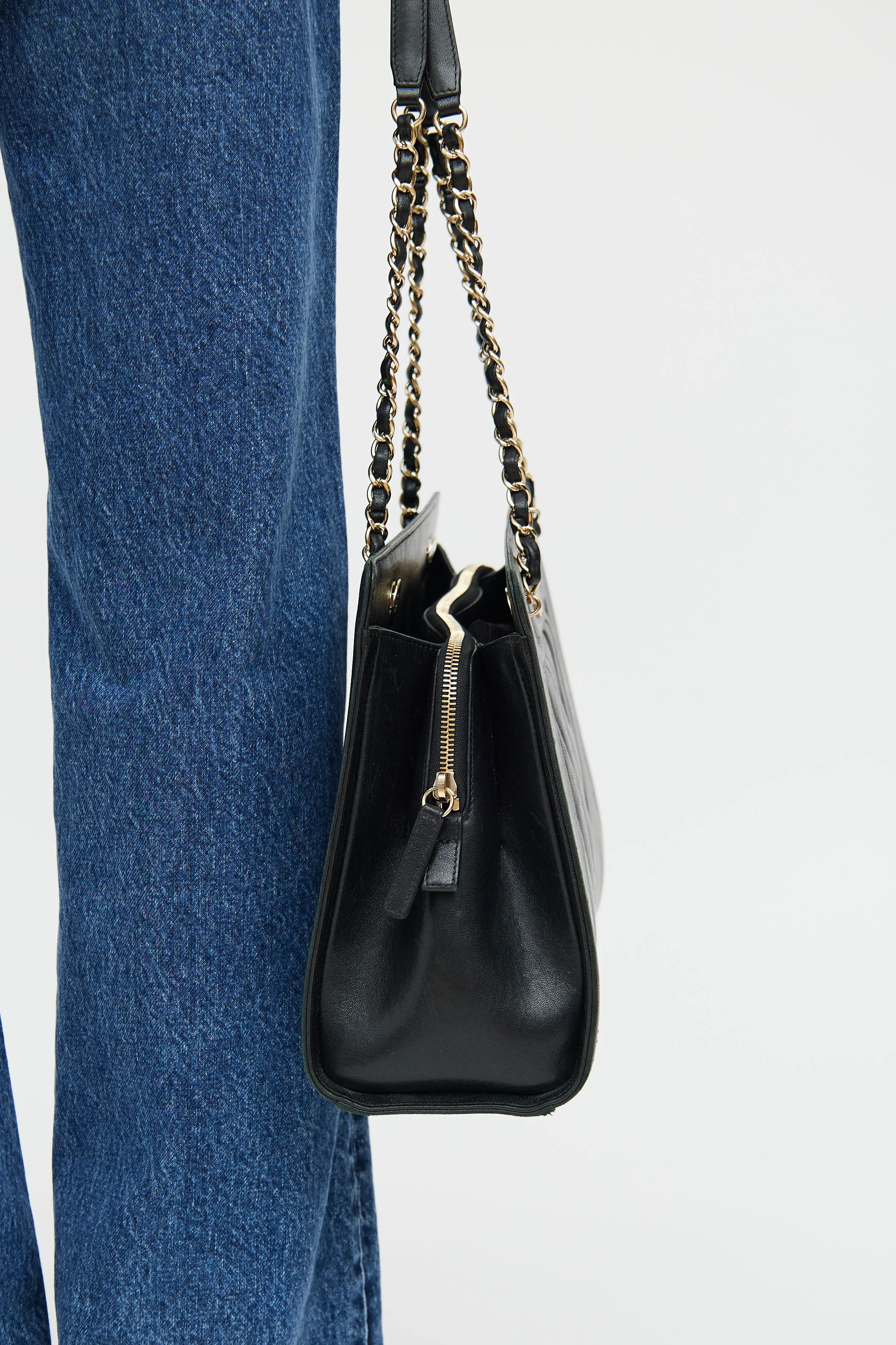 Black Chevron Mademoiselle Shopping Tote