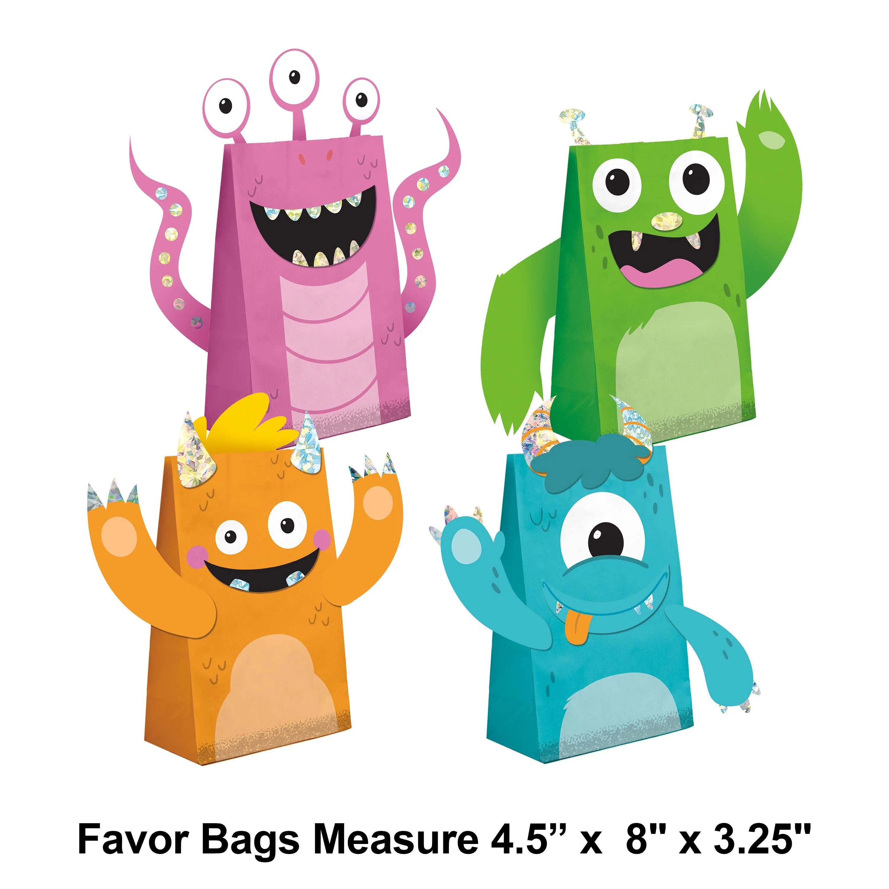 Bulk Monsters Paper Treat Bags with Attachments (96 per Case)
