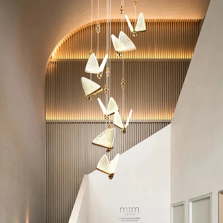 Butterfly Single Head Lamp Light Luxury Post Modern Bedroom Bedside Dining Room Villa Duplex Staircase Bar Counter Small Chandelier