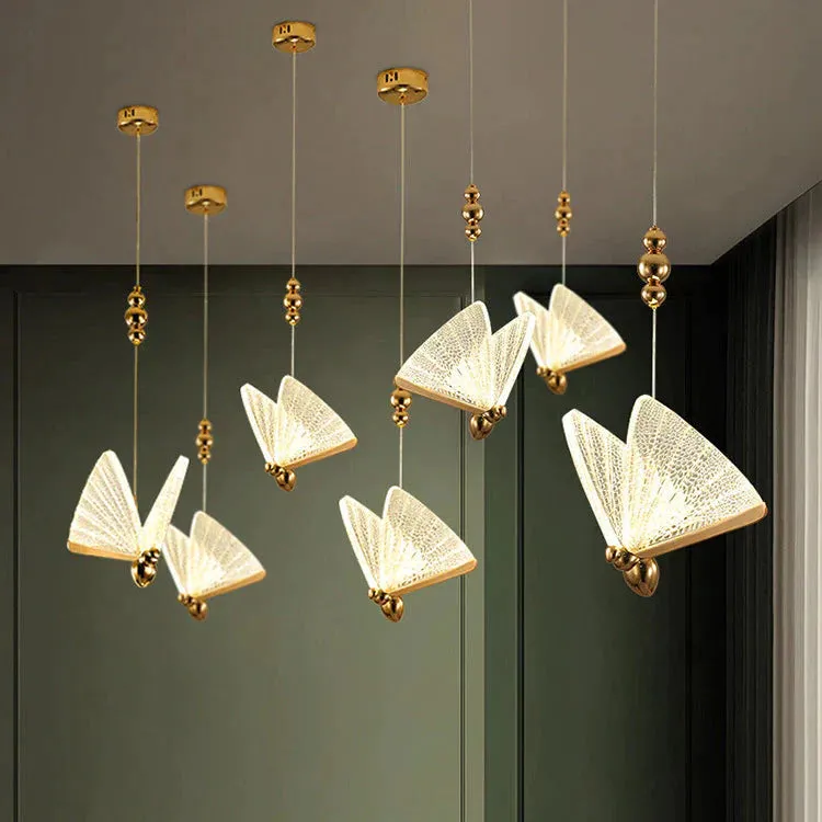 Butterfly Single Head Lamp Light Luxury Post Modern Bedroom Bedside Dining Room Villa Duplex Staircase Bar Counter Small Chandelier