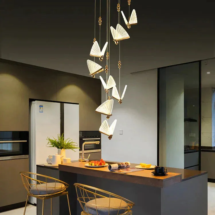 Butterfly Single Head Lamp Light Luxury Post Modern Bedroom Bedside Dining Room Villa Duplex Staircase Bar Counter Small Chandelier