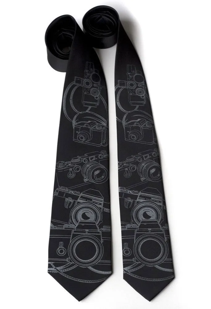 Camera Print Silk Necktie. Photographer's tie.