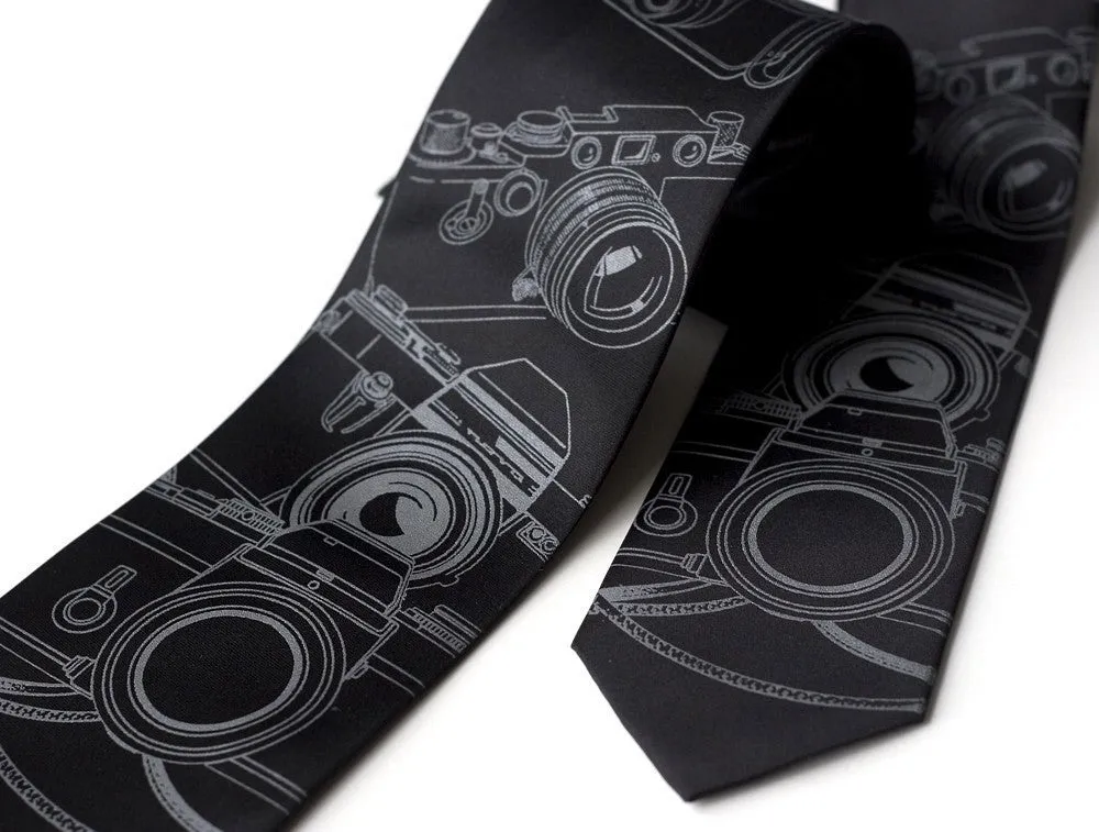 Camera Print Silk Necktie. Photographer's tie.
