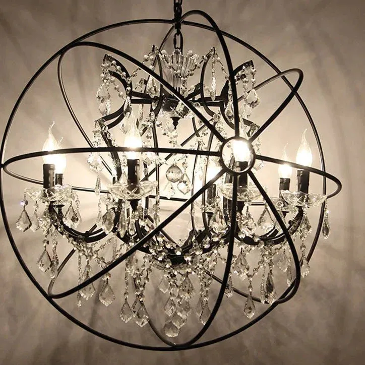 Chandelier Round Crystal Lamp Staircase Restaurant Bar Decoration Clothing Store Retro Living Room Lamps