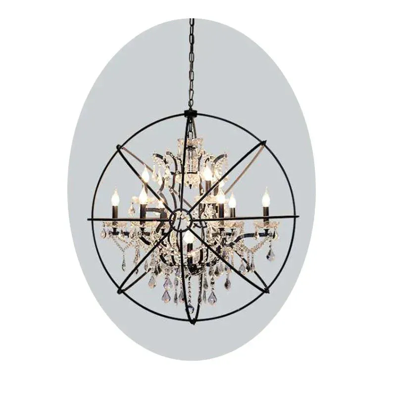 Chandelier Round Crystal Lamp Staircase Restaurant Bar Decoration Clothing Store Retro Living Room Lamps