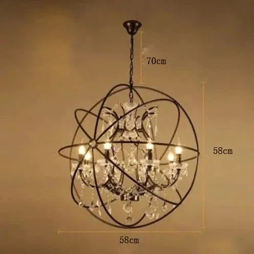 Chandelier Round Crystal Lamp Staircase Restaurant Bar Decoration Clothing Store Retro Living Room Lamps