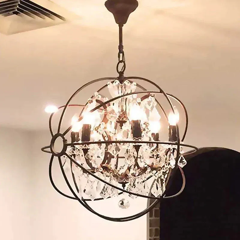 Chandelier Round Crystal Lamp Staircase Restaurant Bar Decoration Clothing Store Retro Living Room Lamps