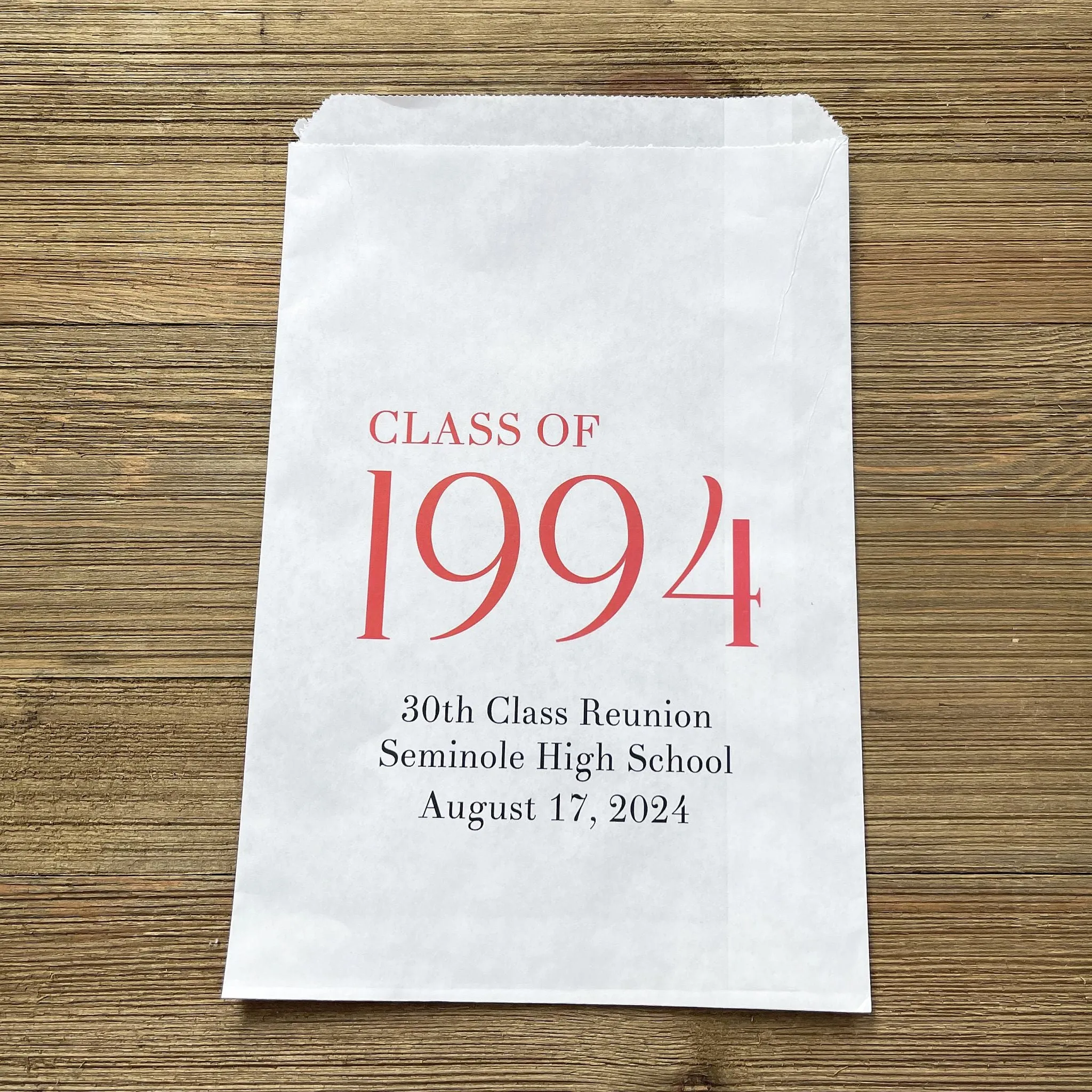 Class Reunion Favor Bags