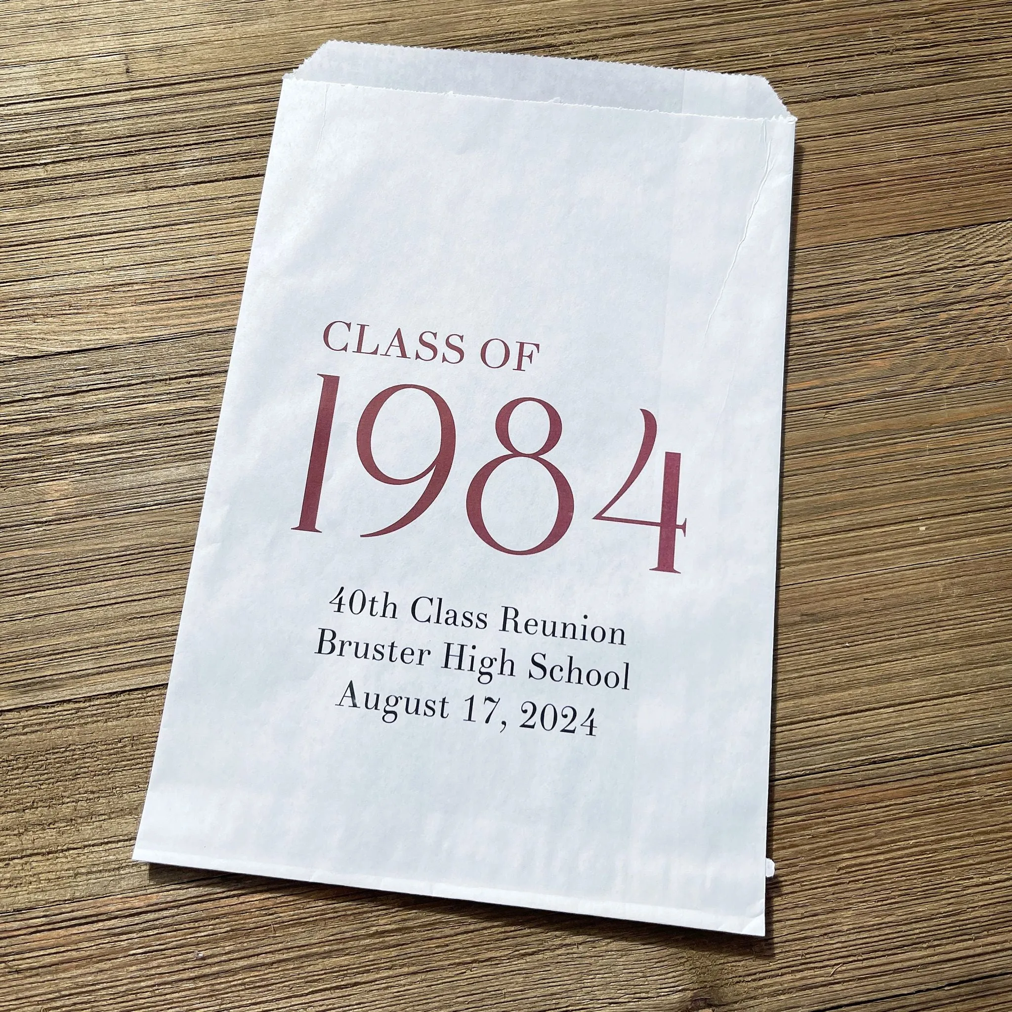 Class Reunion Favor Bags