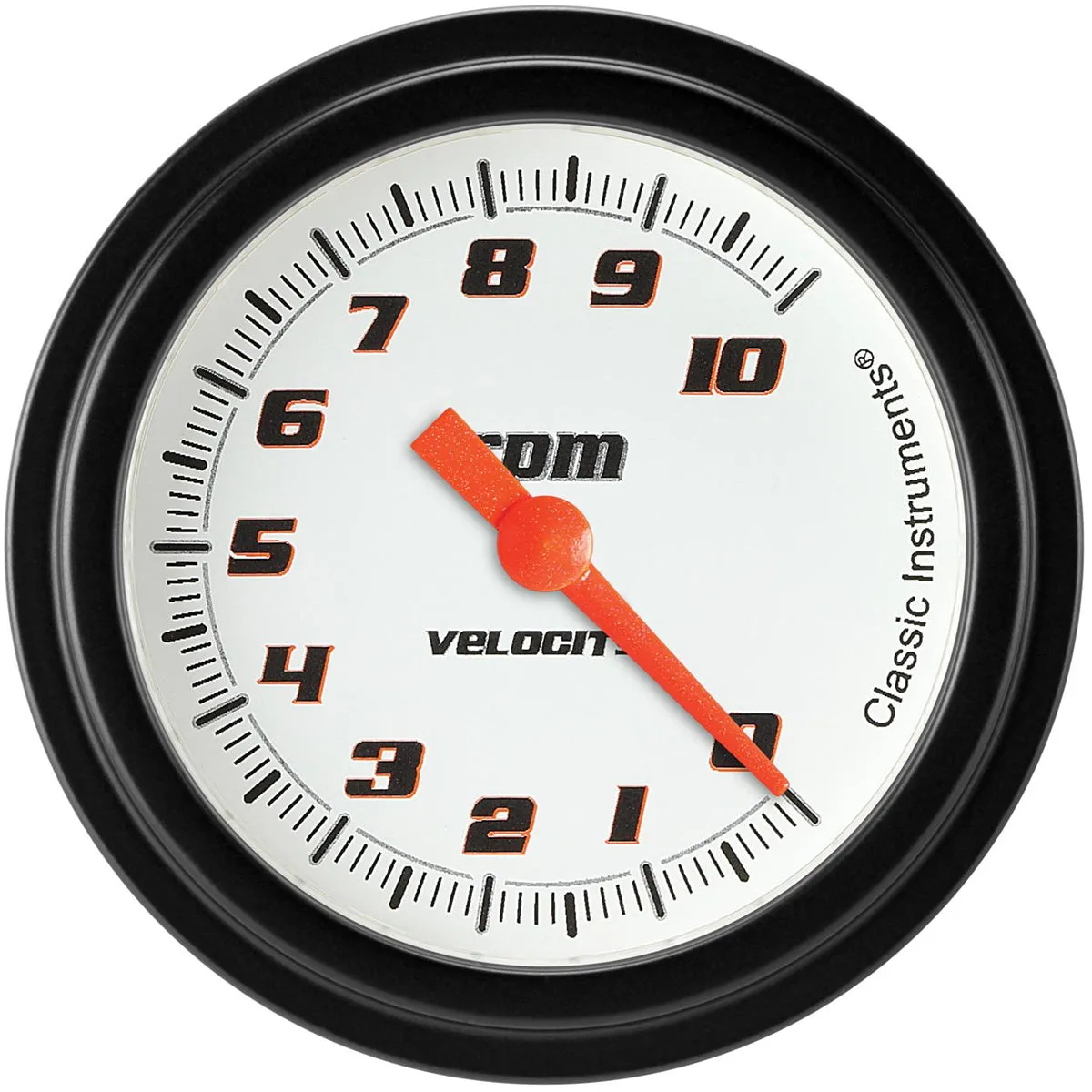 Classic Instruments Velocity Tachometer - 0-10000 RPM - Full Sweep - 2-5/8 in Diameter - Flat Black Bezel - White Face