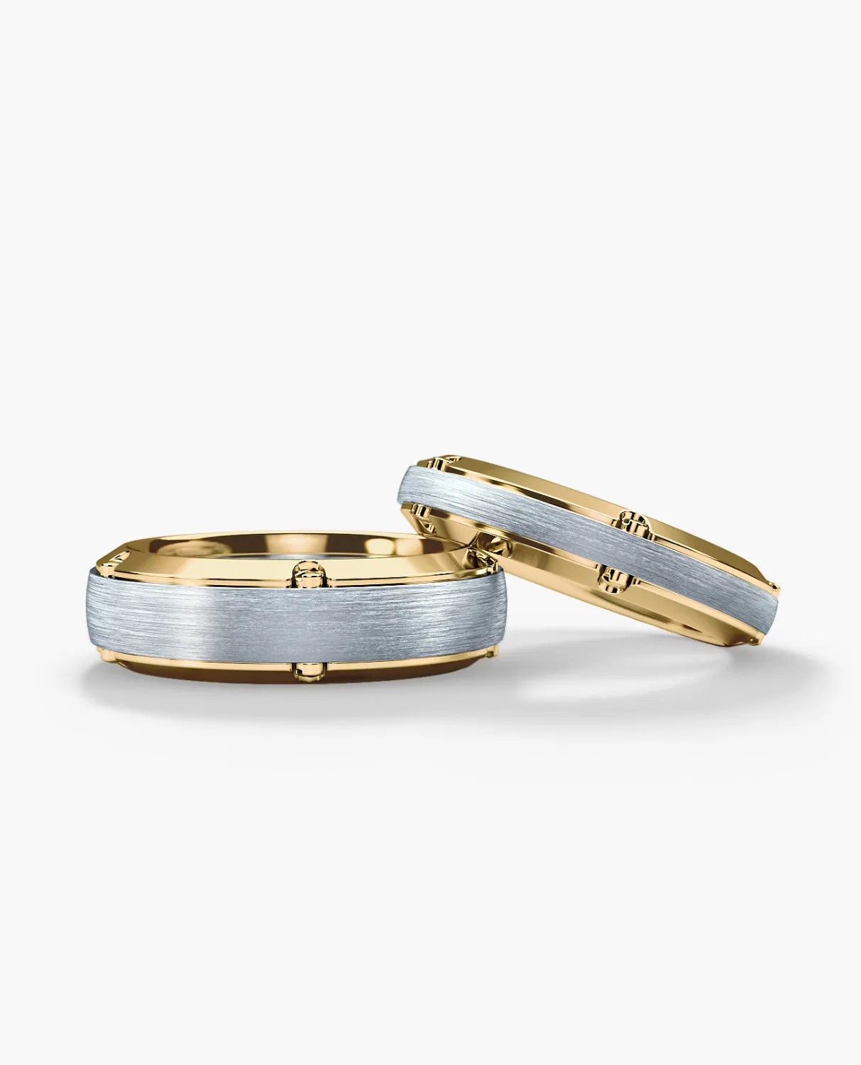 CORTEZ Two-Tone Gold Matching Wedding Band Set