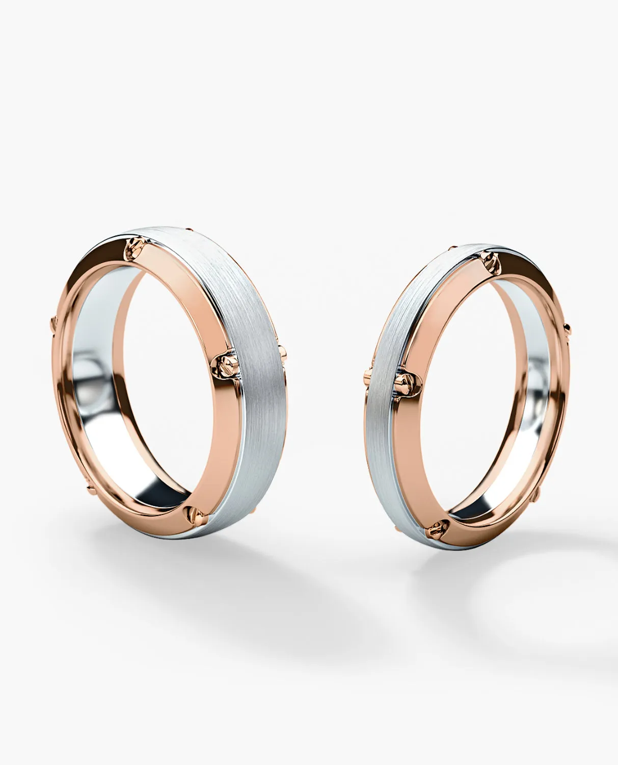 CORTEZ Two-Tone Gold Matching Wedding Band Set