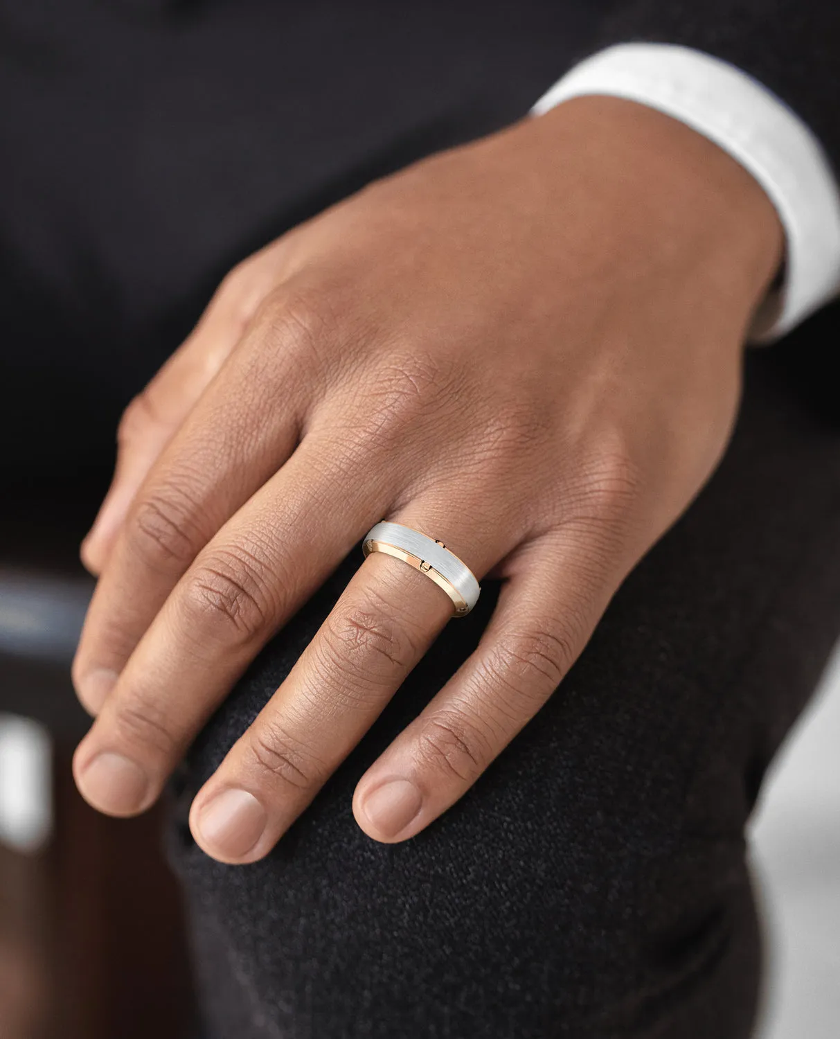 CORTEZ Two-Tone Gold Matching Wedding Band Set